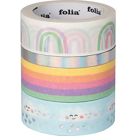 folia Deko-Tapes Regenbogen, 5–15 mm, 20 m von folia (Bringmann)