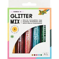 5 folia Puler Glitter-Rainbow Glitzer farbsortiert 5x 14,0 g von folia