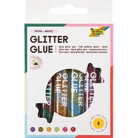 6 folia Glitter Glue SPIRAL BASIC Klebestifte 6 x 10,5 ml von folia