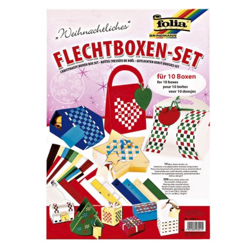 Folia Flechtboxen Weihnachten für 10 Boxen inklusive Bastelanleitung, mehrfarbig (1 Set) von folia