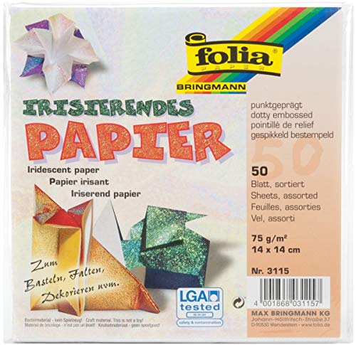 Folia Origami Paper Schillernde Punkte, geprägt, 50 Blatt, Papier, 10, x 5-1/2 von folia