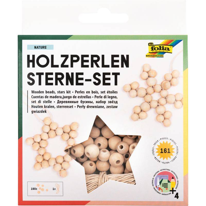 Holzperlen Stern-Set natur von folia