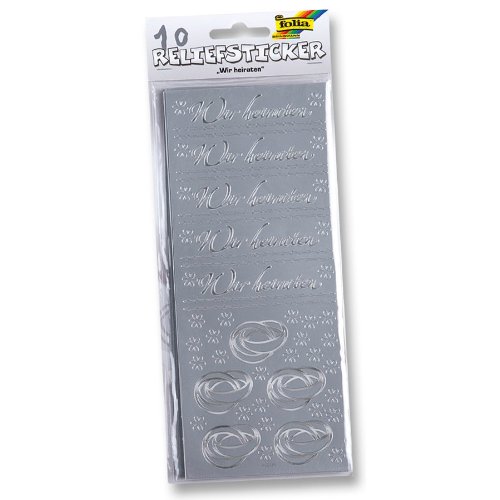 Relief Sticker Wir heiraten, 10 Blatt, 10x24cm, silber von folia