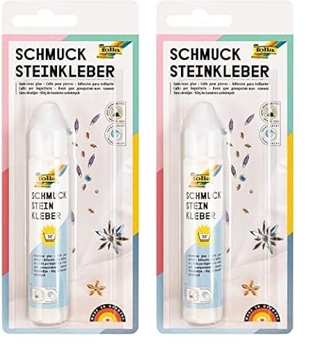 folia 12030 - Schmucksteinkleber, 30 g, lösungsmittelfrei, transparent trocknend - für punktgenaues Kleben von Schmucksteinen und -perlen (Packung mit 2) von folia