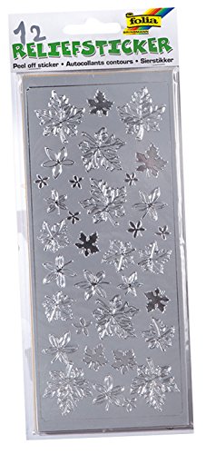 folia 1214 - Relief Sticker, Ganzjahresset, gold und silber sortiert, 12 Blatt - ideal zum Verzieren von Grußkarten, Bastelarbeiten, Scrapbooking von folia