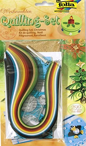 folia 12809 - Quilling Set Weihnachten, Papierstreifen, 290 teilig - ideales Set zur Erstellung dekorativer Bastelarbeiten zu Weihnachten von folia