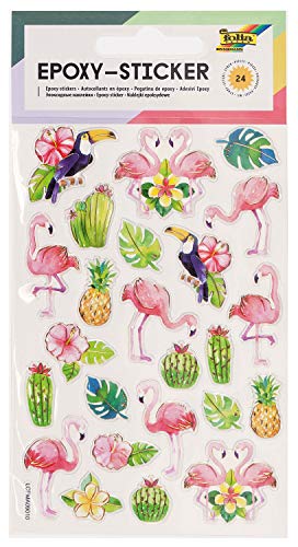 folia 16304 - Epoxy - Sticker Tropical, dreidimensionale Sticker, 24 Stück, ideal geeignet zum Verzieren von Grußkarten, Bastelarbeiten und Scrapbooking von folia