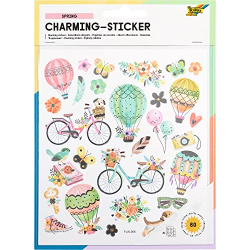 folia 18212 - Charming Sticker, Spring I, 60 Sticker, in verschiedenen Motiven, einfach von der Folie abzuziehen von folia