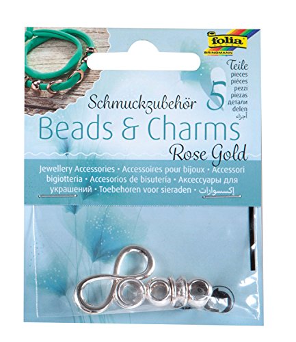 folia 2241 - Schmuckzubehör Beads & Charms "Rose Gold", 5 Stück sortiert - zum Gestalten von modischen Armbändern von folia