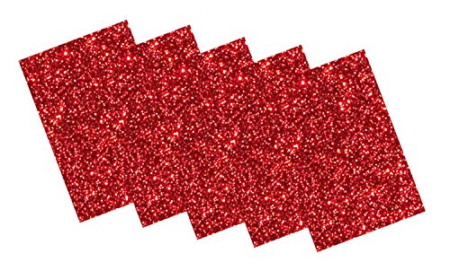 folia 231920 - Glitter-Moosgummi II einseitig selbstklebend, 5 Blatt in rot, je 20 x 29 cm groß, ca. 2 mm stark, zum Verzieren, Basteln und Erstellen von Stickern von folia