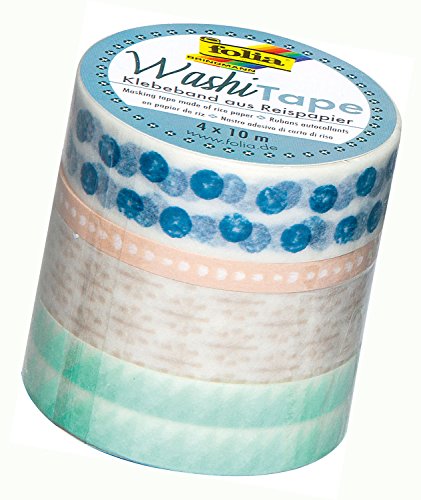 folia 26423 - Washi Tape, Klebeband aus Reispapier, 4er Set - ideal zum Verzieren und Dekorieren von folia