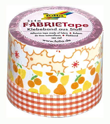 folia 27301 - Fabric Tape, Klebeband aus Stoff, Gelbtöne, 3er Set - ideal zum Verzieren und Dekorieren von folia