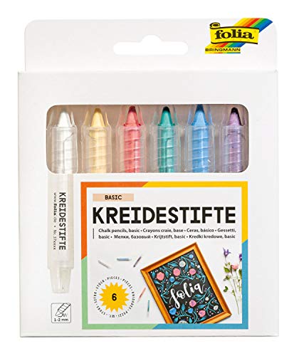 folia 370609 - Kreidestifte Set Basic, 6 Kreidemarker sortiert in 6 verschiedenen Farben, zum Malen auf Tafel, Glas, Papier und anderen glatten Oberflächen von folia