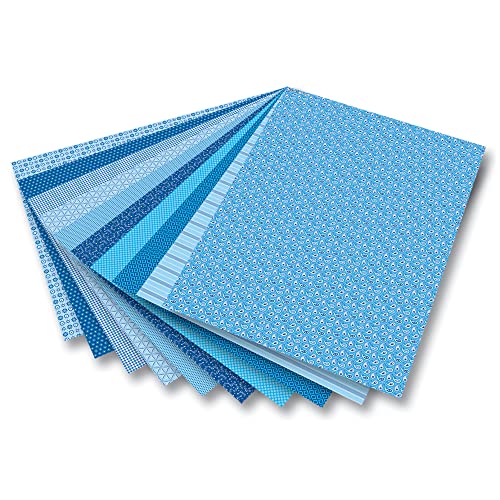 folia 46409 Motivkarton Basics 270 g/m², 50 x 70 cm, 10 Motive, blau, 10-teilig (1 Set) von folia