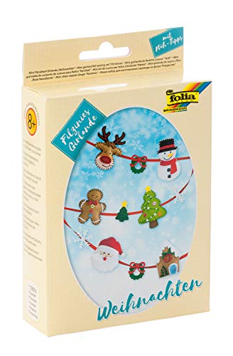 folia 52933 - Mini Filz Nähset für Kinder - Filzinies Girlande, Weihnachten - Filznähset zur Herstellung einer selbstgenähten Girlande von folia