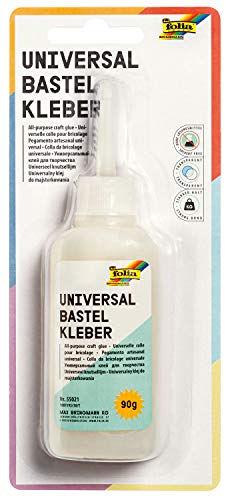 folia 55021 - Universal Bastelkleber transparent, 80 ml, starker Halt, sauberes Arbeiten von folia