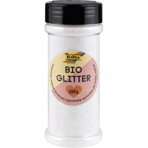 folia 578100 - Bio Glitter, 100 g, organischer Glitzer in Irisierendem Weiß, zum Verzieren und Dekorieren von folia