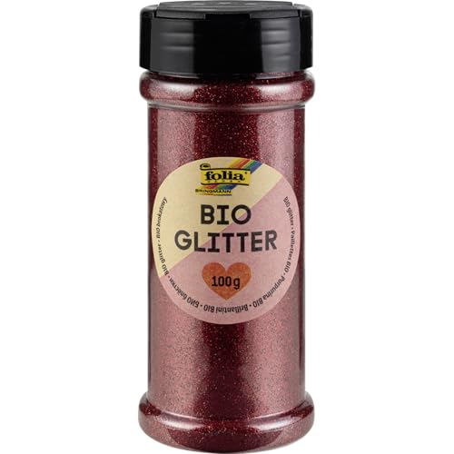 folia 578120 - Bio Glitter, 100 g, organischer Glitzer in Rot, zum Verzieren und Dekorieren von folia