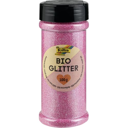 folia 578123 - Bio Glitter, 100 g, organischer Glitzer in Irisierendem Pink, zum Verzieren und Dekorieren von folia