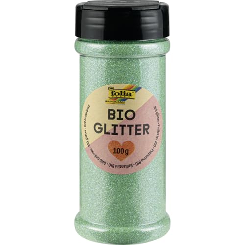 folia 578125 - Bio Glitter, 100 g, organischer Glitzer in Irisierendem Mint, zum Verzieren und Dekorieren von folia