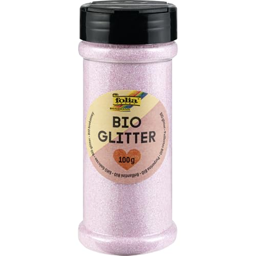 folia 578126 - Bio Glitter, 100 g, organischer Glitzer in Irisierendem Rosa, zum Verzieren und Dekorieren von folia