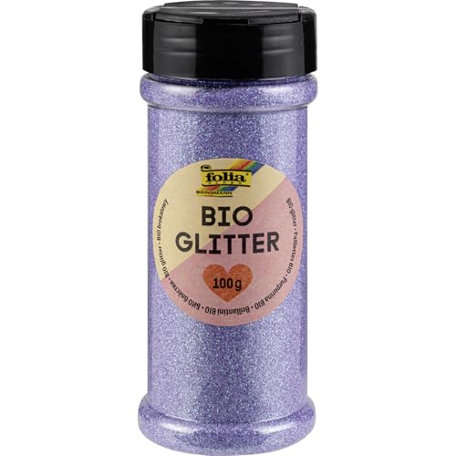 folia 578131 - Bio Glitter, 100 g, organischer Glitzer in Irisierendem Lila, zum Verzieren und Dekorieren von folia