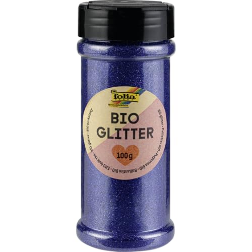 folia 578136 - Bio Glitter, 100 g, organischer Glitzer in Blau, zum Verzieren und Dekorieren von folia