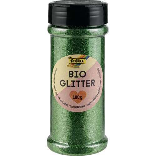 folia 578158 - Bio Glitter, 100 g, organischer Glitzer in Grün, zum Verzieren und Dekorieren von folia