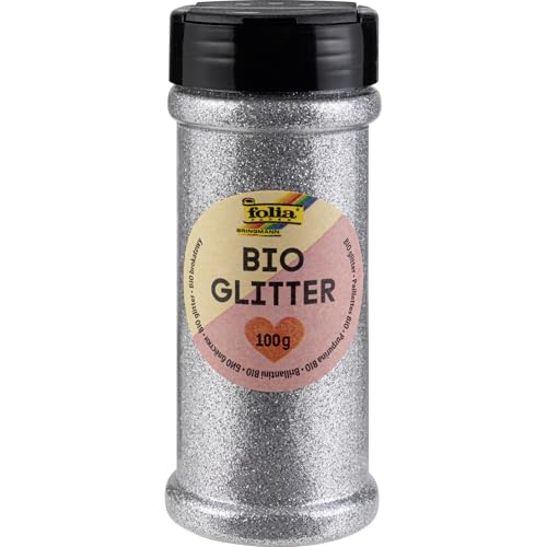 folia 578160 - Bio Glitter, 100 g, organischer Glitzer in Silber, zum Verzieren und Dekorieren von folia