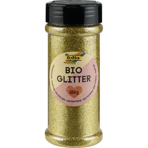 folia 578165 - Bio Glitter, 100 g, organischer Glitzer in Gold, zum Verzieren und Dekorieren von folia