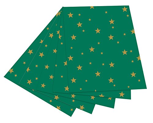 folia 5851 - Fotokarton grün mit goldenen Sternen, 50 x 70 cm 10 Bogen, beidseitig bedruckt - zum Basteln und kreativen Gestalten von Karten, Fensterbildern und für Scrapbooking von folia