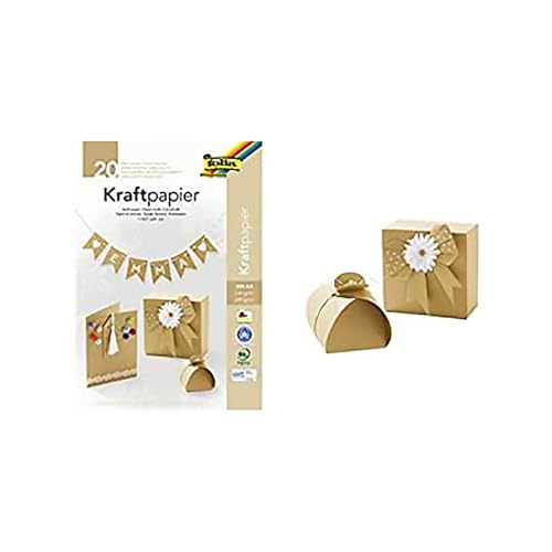 folia 698 - Kraftpapierblock Mix mit 10 Blatt Kraftpapier 120 g/m² und 10 Blatt Kraftkarton 230 g/m², DIN A4, unifarben natur, Block mit Kopfleimung, zum Basteln und Bedrucken von folia