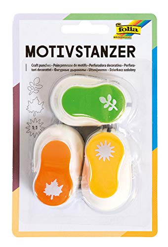 folia 7020 - Motivstanzer, Motivlocher, 3er Set, Sonne, Ahornblatt und Farn von folia