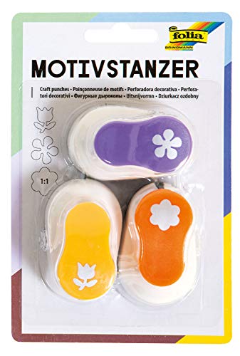 folia 7025 - Motivstanzer Ganzjahresmotive, Motivlocher, 3 Stanzer 15 mm, Blumen von folia