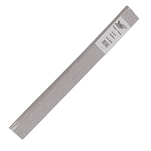 folia 8209126 - Krepppapier, 10 Rollen in silber, jede Rolle ca. 50 x 250 cm, 32 g/m², sehr elastisches und dünnes Papier, mit einer unebenen und rauen Oberfläche von folia