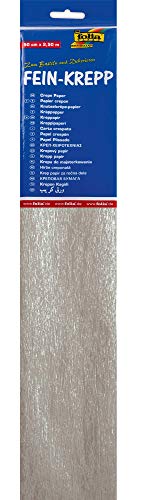 folia 8229126-10 - Krepppapier, 10 Lagen in silber, jede Lage ca. 50 x 250 cm, 32 g/m², sehr elastisches und dünnes Papier, mit einer unebenen und rauen Oberfläche von folia