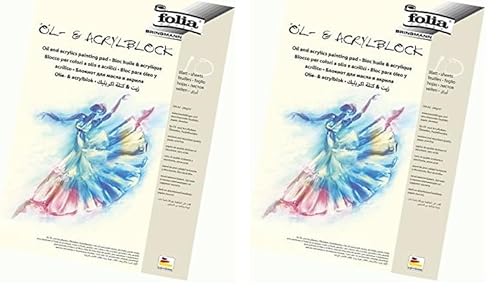 folia 8364 - Öl- und Acrylmalblock, 290g/qm, DIN A4, 10 Blatt - Qualitätspapier geeignet für Acrylfarben, Öl- und Pastellkreiden (Packung mit 2) von folia