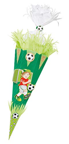 folia 92204/22222 Schultüten Bastelset Fußballer, inklusive Schultütenrohling aus 3D Wellpappe ca. 68 cm, Motivbögen und Bastelzubehör, grün von folia