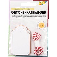 folia Geschenkanhänger weiß, natur Set Classic 12 St. von folia