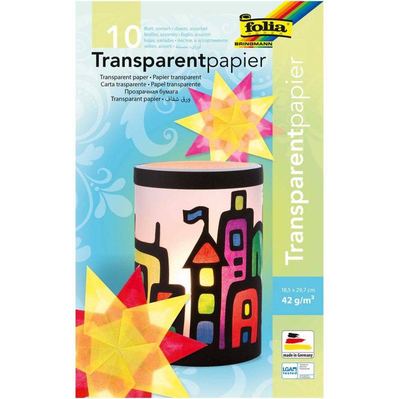 Transparentpapier mehrfarbig 18,5x29,7cm 10 Blatt von folia