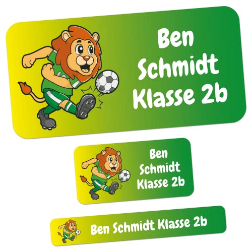 foliado® 165 Stück Namensaufkleber verschiedene Motive 3 Größen als Set Klebeetiketten für Gegenstände & Stifte Sticker Namensetikett Schule Kindergarten wasserfest APD-055S (Löwe) von foliado