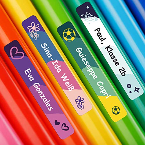 foliado® Namensaufkleber Stifteaufkleber Kinder Etikett 45x7mm Sticker Namensetikett Schule Kita für Kennzeichnung von Stiften personalisierte Klebeetiketten wasserfest APD-017 (60) von foliado