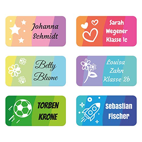 foliado® Namensaufkleber XXL Kinder bis zu 3-zeilig Etikett 60x30mm Sticker Namensetikett Schule Kita Kindergarten personalisierte Klebeetiketten wasserfest APD-004XL (40) von foliado