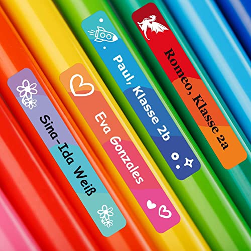 foliado® kids Namensaufkleber Kinder Etiketten Stifte 45x7mm Sticker Namensetikett Schule Kita Kindergarten selbstklebend personalisierte Klebeetiketten für Schulsachen wasserfest (120 Stück) von foliado