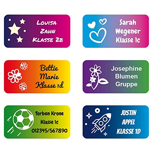 foliado® kids Namensaufkleber Kinder XXL bis zu 3-zeilig Etikett 60x30mm Sticker Namensetikett Schule Kita Kindergarten personalisierte Klebeetiketten wasserfest APD-200 (120) von foliado