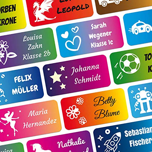 foliado® kids Namensaufkleber Kinder bis zu 3-zeilig Etikett 30x15mm Sticker Namensetikett Schule Kita Kindergarten personalisierte Klebeetiketten wasserfest (60 Stück) APD-020 von foliado