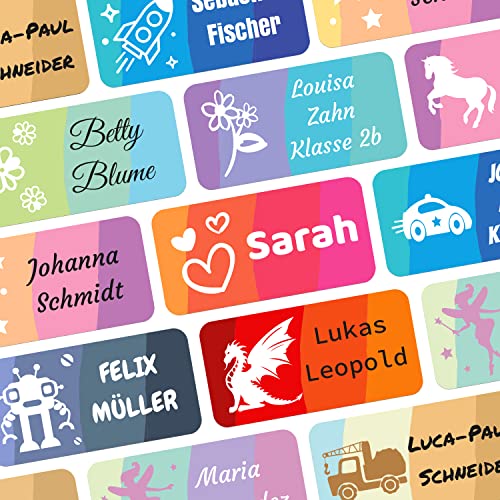 foliado® kids Namensaufkleber Kinder bis zu 3-zeilig Etikett 30x15mm Sticker Namensetikett Schule Kita personalisierte Klebeetiketten zur Kennzeichnung wasserfest APD-004 (100) von foliado