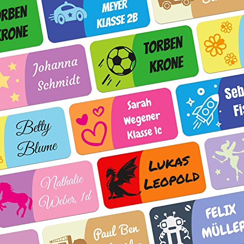 foliado® kids Namensaufkleber Kinder bis zu 3-zeilig Etikett 30x15mm Sticker Namensetikett Schule Kita personalisierte Klebeetiketten zur Kennzeichnung wasserfest APD-029 (120) von foliado