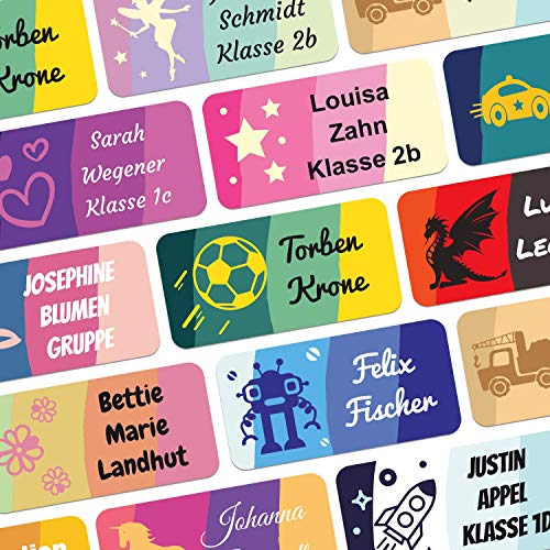 foliado® kids Namensaufkleber Kinder bis zu 3-zeilig Etikett 30x15mm Sticker selbstklebend Namensetikett Schule Kita personalisierte Klebeetiketten wasserfest (60 Stück) APD-018 von foliado