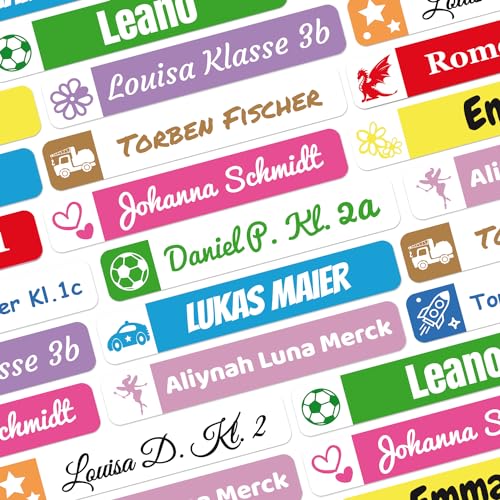 foliado® kids Namensaufkleber Stifteaufkleber Kinder Etikett 40x7mm Sticker Namensetikett Schule Kita personalisierte Klebeetiketten wasserfest (60 Stück) APD-013 von foliado